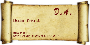 Deim Anett névjegykártya